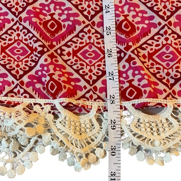 Nikki Poulos Geo Print Boho Crotchet Tunic Coverup Poncho Oversized Fit - Picture 6 of 12